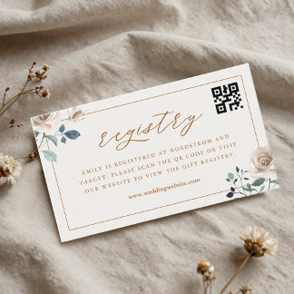 Carte D'accompagnement Autumn Floral Bridal Shower QR Code Gift Registry
