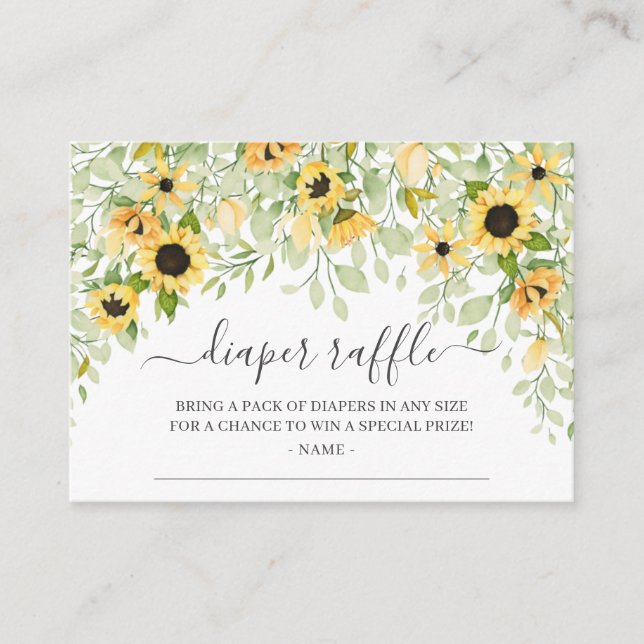 Carte D'accompagnement Autumn Yellow Sunflower Baby shower Déchets Raffe (Devant)
