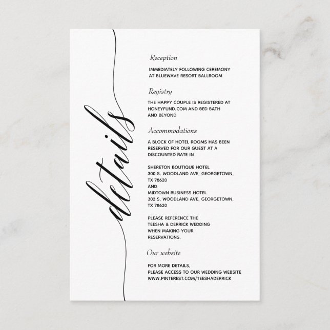 Carte d'accompagnement avec détails de calligraphi (Devant)