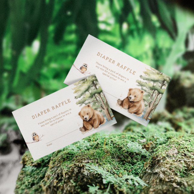 Carte D'accompagnement Aventure Await Woodland Bear Diaper Raffle (Créateur téléchargé)