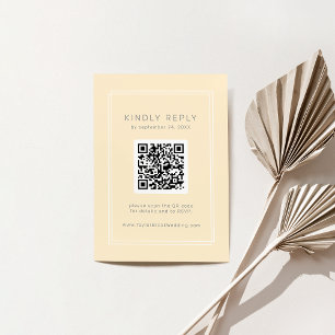 Carte D'accompagnement AVERTISSEMENT simple Neutre Jaune Code QR Mariage