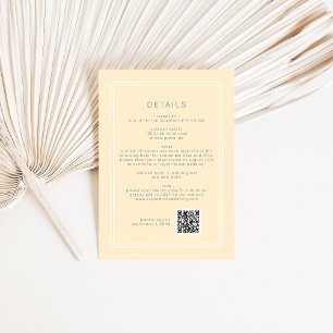 Carte D'accompagnement AVERTISSEMENT Simple Neutre Jaune QR Code Mariage 