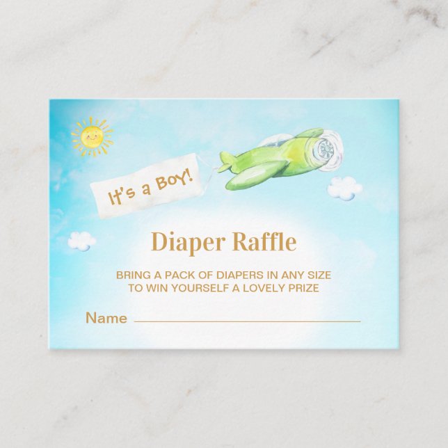 Carte D'accompagnement *~* Avion Ciel Nuageux Baby shower Déchets (Devant)