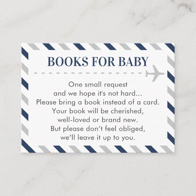 Carte D'accompagnement Avion Livres de voyage pour bébé garçon douche dem (Devant)