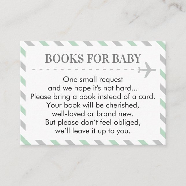 Carte D'accompagnement Avion Travel Books for Baby shower Request (Devant)