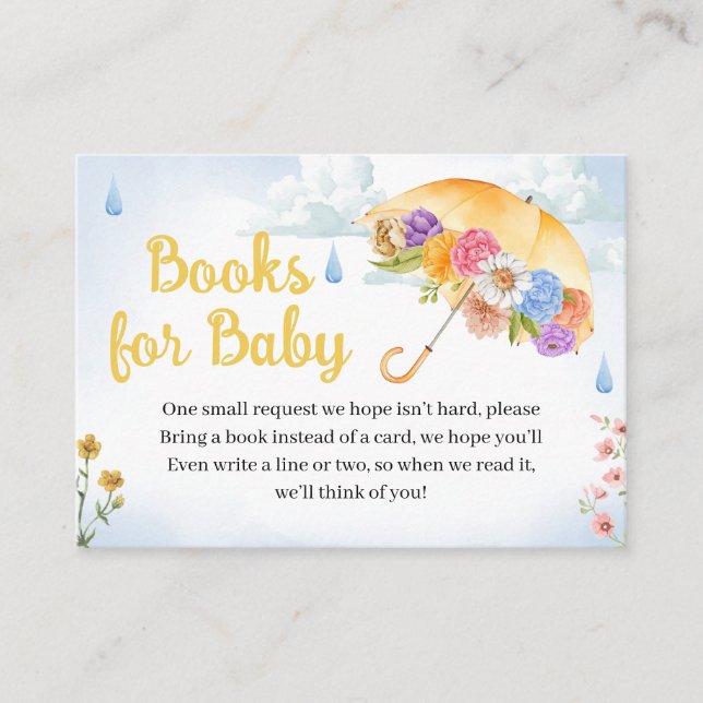 Carte D'accompagnement Avril Douches Apporter mai Fleurs Livres pour bébé (Devant)