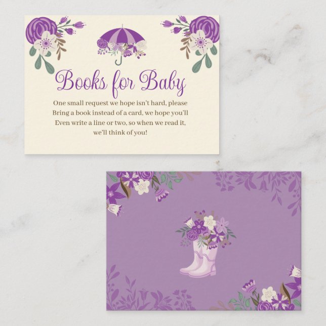 Carte D'accompagnement Avril Douches Apporter mai Fleurs Livres pour bébé (Devant / Derrière)