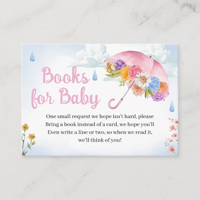 Carte D'accompagnement Avril Douches Apporter mai Fleurs Livres pour bébé (Devant)