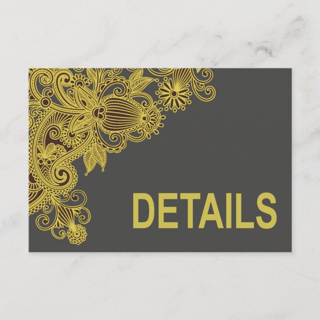 Carte D'accompagnement Aztec Paisley Mariage Directions charbon jaune (Devant)