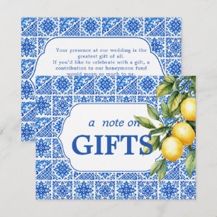 Carte D'accompagnement 💙🍋Azul & Limone Romance Note sur les Cadeaux 