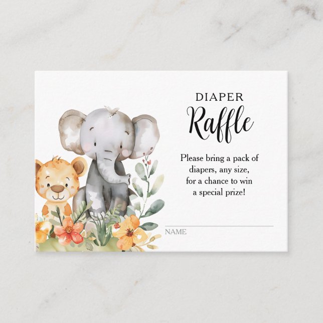 Carte D'accompagnement Baby Animal Jungle Safari Déchets Raffle (Devant)