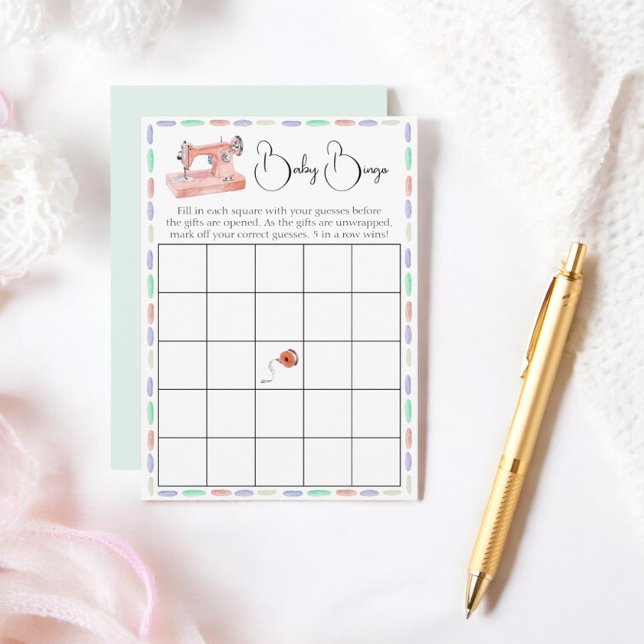 Carte D'accompagnement Baby Bingo Pastel Aquarelle Jeu de douche à étince (Créateur téléchargé)