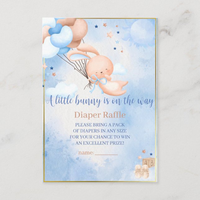 Carte D'accompagnement Baby Boy Bunny Baby shower Déchets Raffle (Devant)