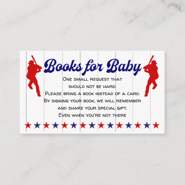Carte D'accompagnement Baby Boy Douche, Baseball, Livres pour bébé (Devant)