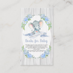 Carte D'accompagnement Baby Boy Elephant Baby shower Apportez un livre