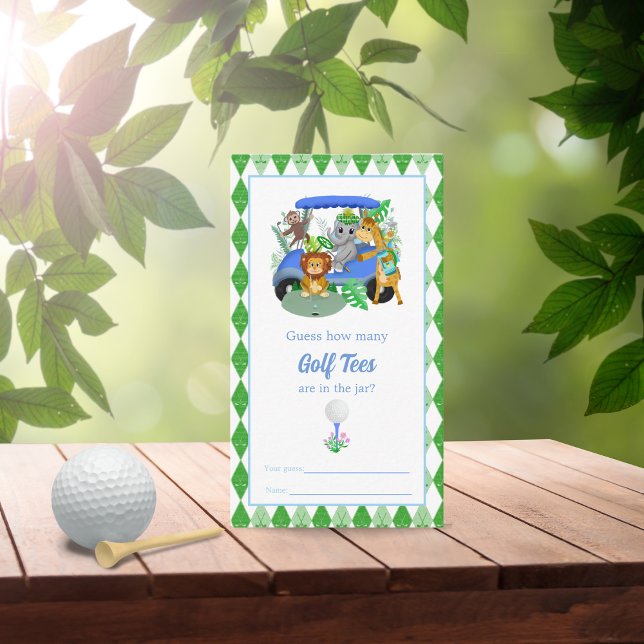 Carte D'accompagnement Baby Boy Elephant & Monkey Douche Golf Tee Guess (Créateur téléchargé)