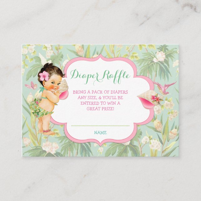 Carte D'accompagnement Baby Girl Bikini Tropical Luau Hawaiian Shell (Devant)