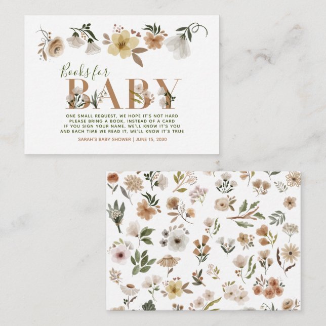 Carte D'accompagnement Baby in Bloom Baby shower Boho Demande de réservat (Devant / Derrière)