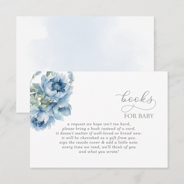 Carte D'accompagnement Baby in Bloom Blue Boy Baby shower Demande de rése (Devant / Derrière)
