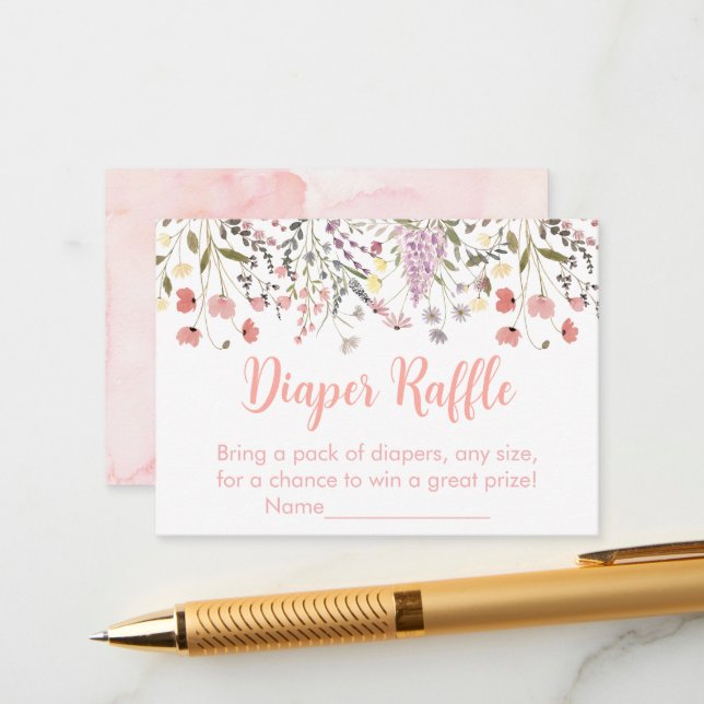 Carte D'accompagnement Baby In Bloom Boho Fleur sauvage Baby Diaper Raffl (Devant/Arrière en situation)