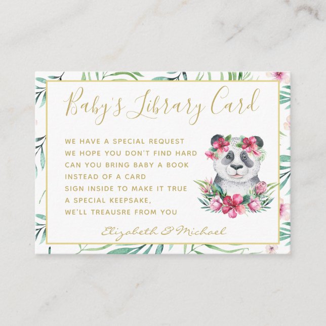 Carte D'accompagnement Baby Library Demande de livre Boho Panda Bear Douc (Devant)