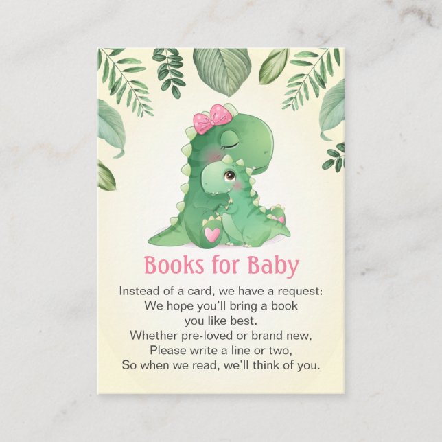 Carte D'accompagnement Baby Mommy rose Girl Dinosaur Party Livres pour bé (Devant)