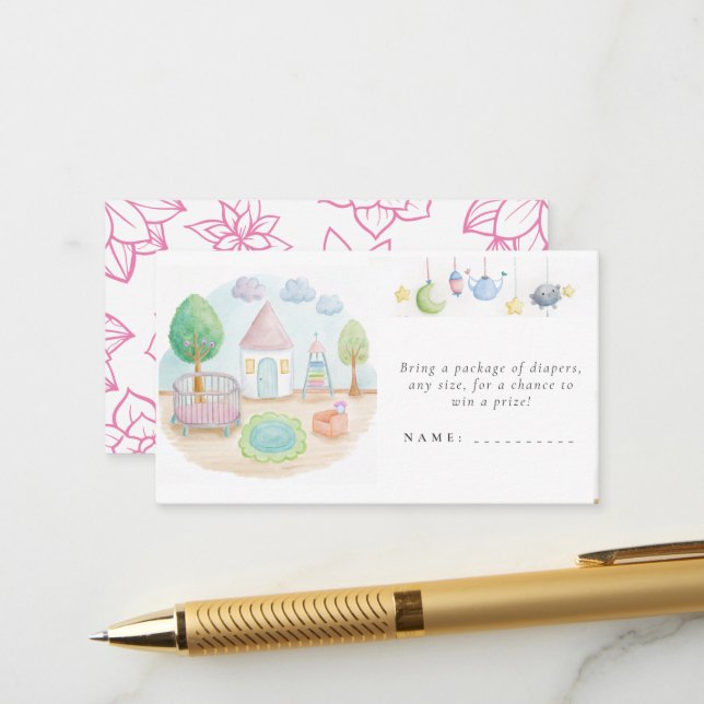 Carte D'accompagnement Baby Nursery Essential Cute Pastel Baby shower (Devant/Arrière en situation)