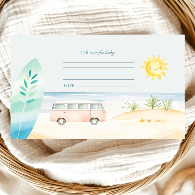 Carte D'accompagnement Baby on Board Beach Surf Baby shower Note pour béb (Créateur téléchargé)