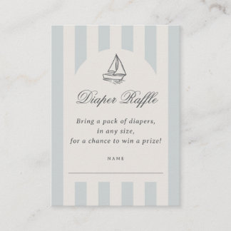 Carte D'accompagnement Baby On Board Elegant Blue Sailboat Diaper Raffle