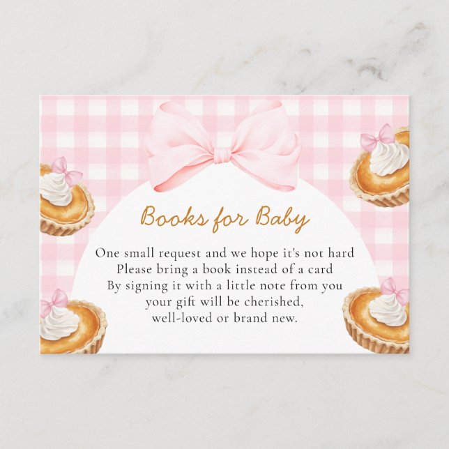Carte D'accompagnement Baby shower à croûte rose Livres pour bébé (Devant)