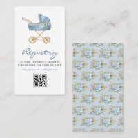 Baby shower à poussette Vintage bleu QR Code Regis