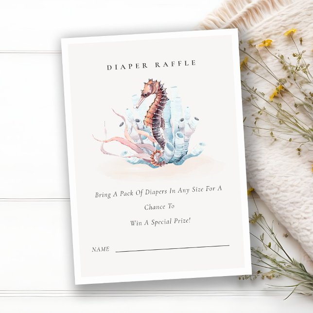Carte D'accompagnement Baby shower à raffe sous-marin Seahorse Diaper (Créateur téléchargé)