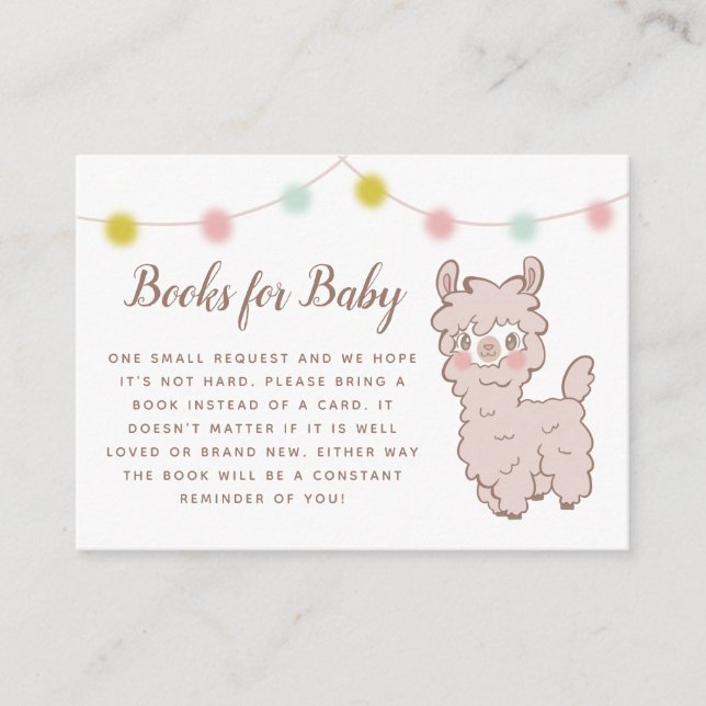 Carte D'accompagnement Baby shower à thème Cute Llama Demande de réservat (Devant)