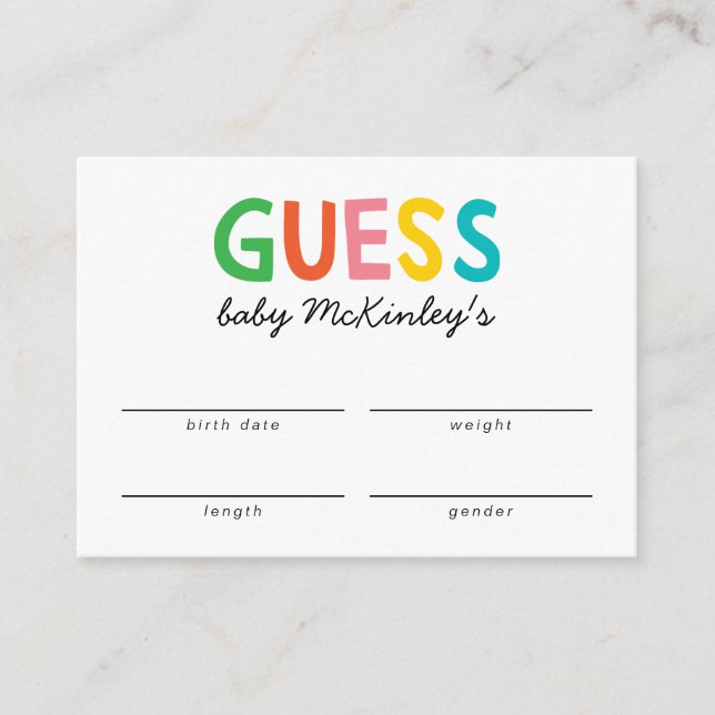 Carte D'accompagnement Baby shower Africain Safari Animaux Guesser Jeu (Devant)
