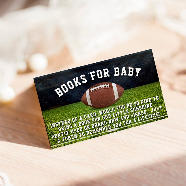 Carte D'accompagnement Baby shower américain de demande de carnet de terr (American Football Field Book Request Baby Shower Enclosure Card)