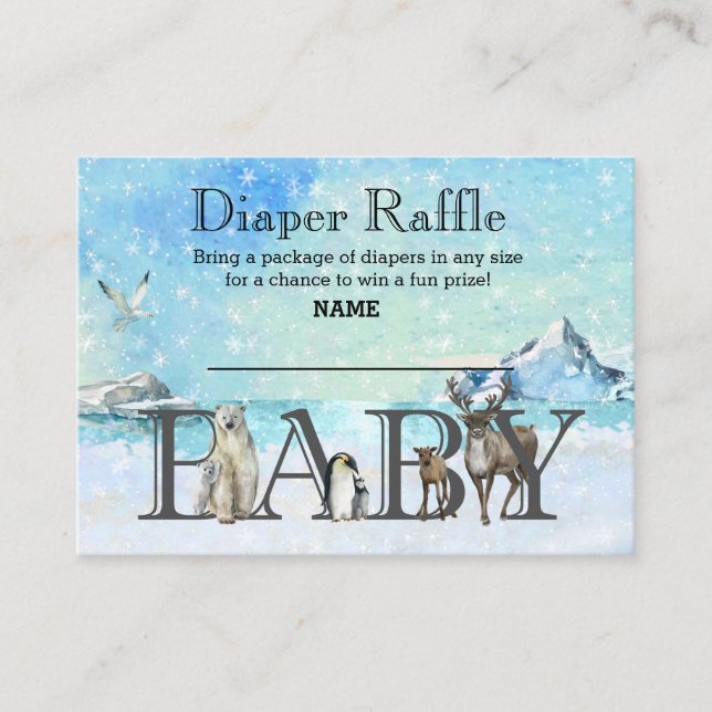 Carte D'accompagnement Baby shower animal de l'Arctique hivernal de la ca (Devant)