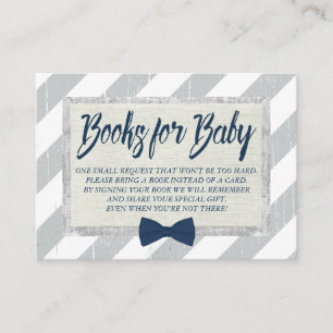Carte D'accompagnement Baby shower Apportez un livre Boy Marine Bow Crava