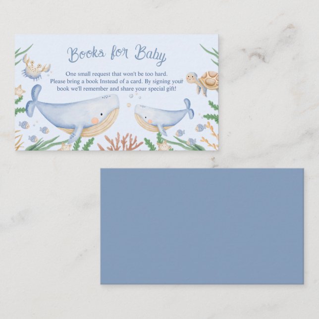 Carte D'accompagnement Baby Shower Aquarelle Sous L'Océan (Devant / Derrière)