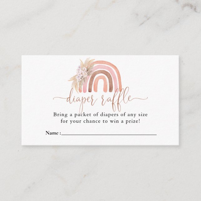 Carte D'accompagnement Baby shower arc-en-ciel Boho Raffle de couches (Devant)