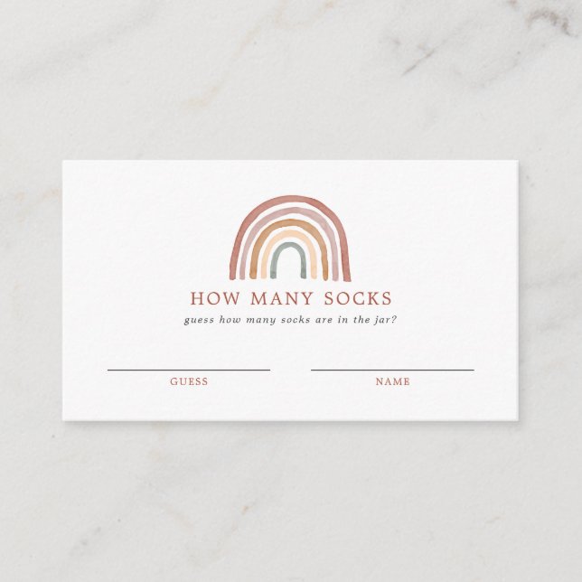 Carte D'accompagnement Baby shower Arc En Ciel Devine Combien De Chausset (Devant)