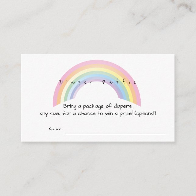Carte D'accompagnement Baby shower arc-en-ciel doux Raffle de couches (Devant)