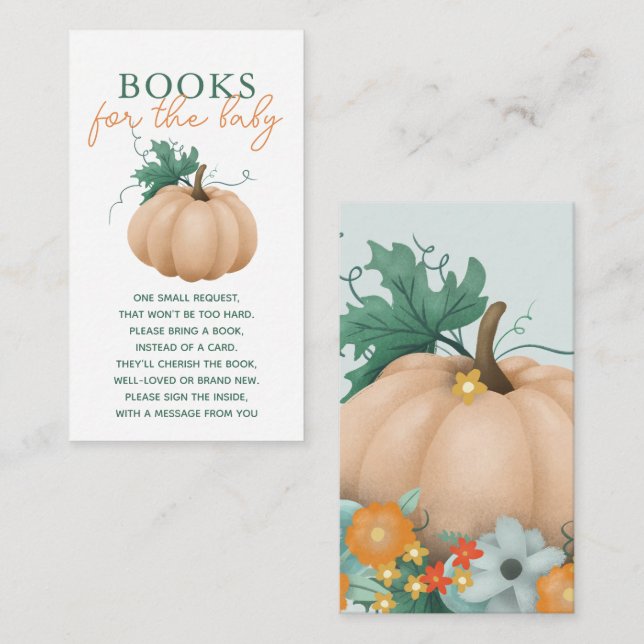 Carte D'accompagnement Baby shower Automne Automne Floral Livres Pour Béb (Devant / Derrière)
