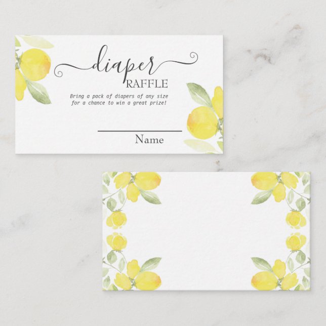 Carte D'accompagnement Baby shower aux citrons aquarelles (Devant / Derrière)