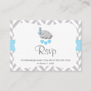 Carte D'accompagnement Baby shower aux éléphants bleus et gris - courriel
