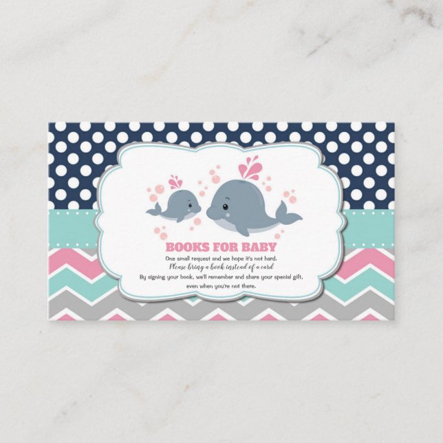 Carte D'accompagnement Baby shower baleine Apportez un livre Insérer bébé (Devant)