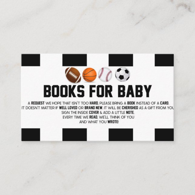 Carte D'accompagnement Baby shower Ball Sports Livres Pour Baby Card (Devant)
