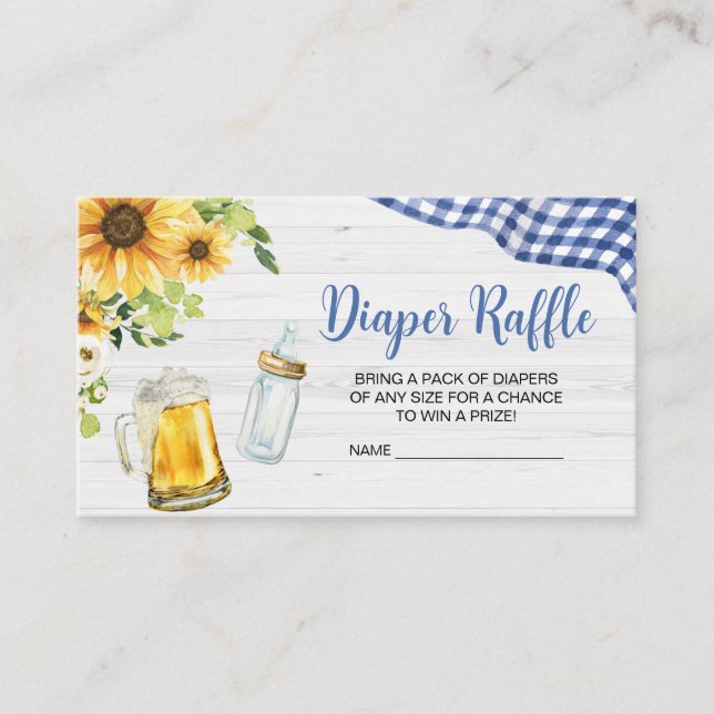 Carte D'accompagnement Baby shower BBQ de tournesol Bleu Barreau Raffin (Devant)