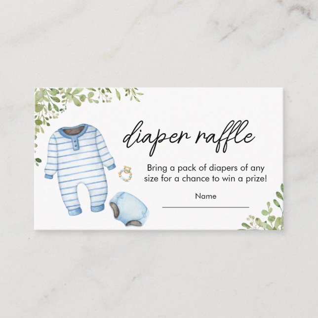 Carte D'accompagnement Baby shower Bébé Bleu Déchets Raffle (Devant)