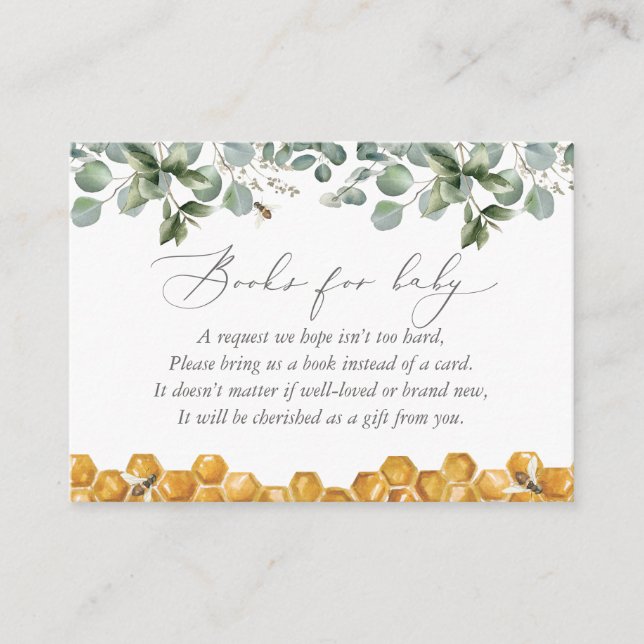 Carte D'accompagnement Baby shower Bee Greenery Livres pour bébé (Devant)