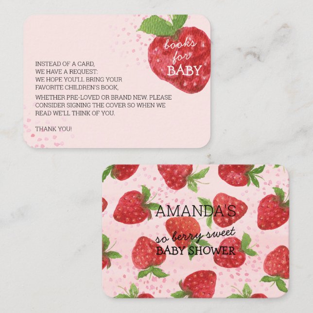 Carte D'accompagnement Baby shower Berry Sweet Strawberry Demande (Devant / Derrière)